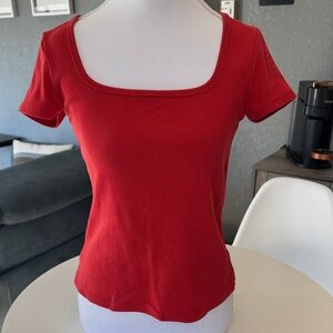 Old Navy Red Square Neck Short Sleeve Top